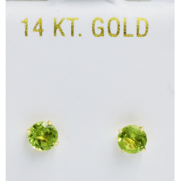 Genuine 1.60 Cts Peridot Stud Earrings 14k Yellow Gold